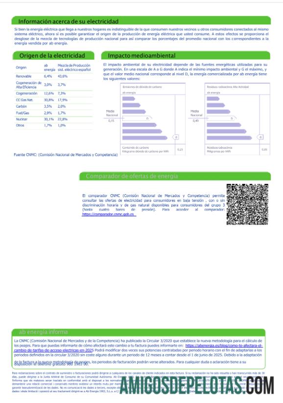 realista Modelo de conta de serviços públicos Abenergía da Espanha em formatos Word e PDF, 3ª página